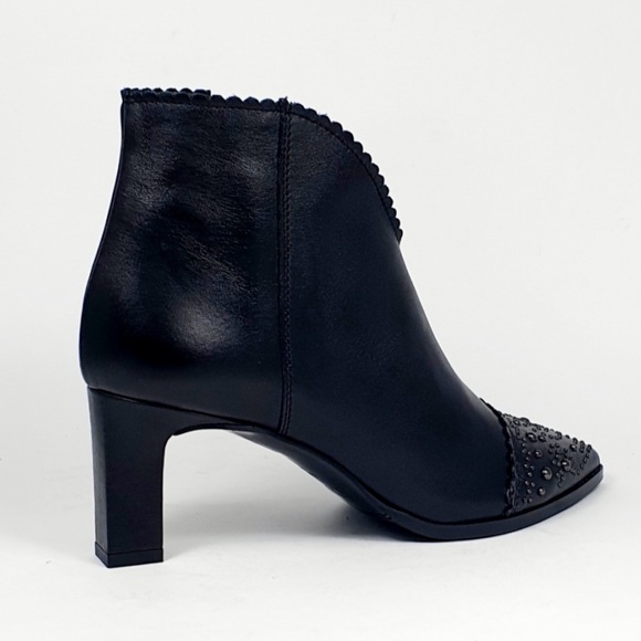 Javiera Booties Boots 2201 Studs Leather Ankle Boots Pointy Toe Heel Zip Spain - Picture 7 of 16